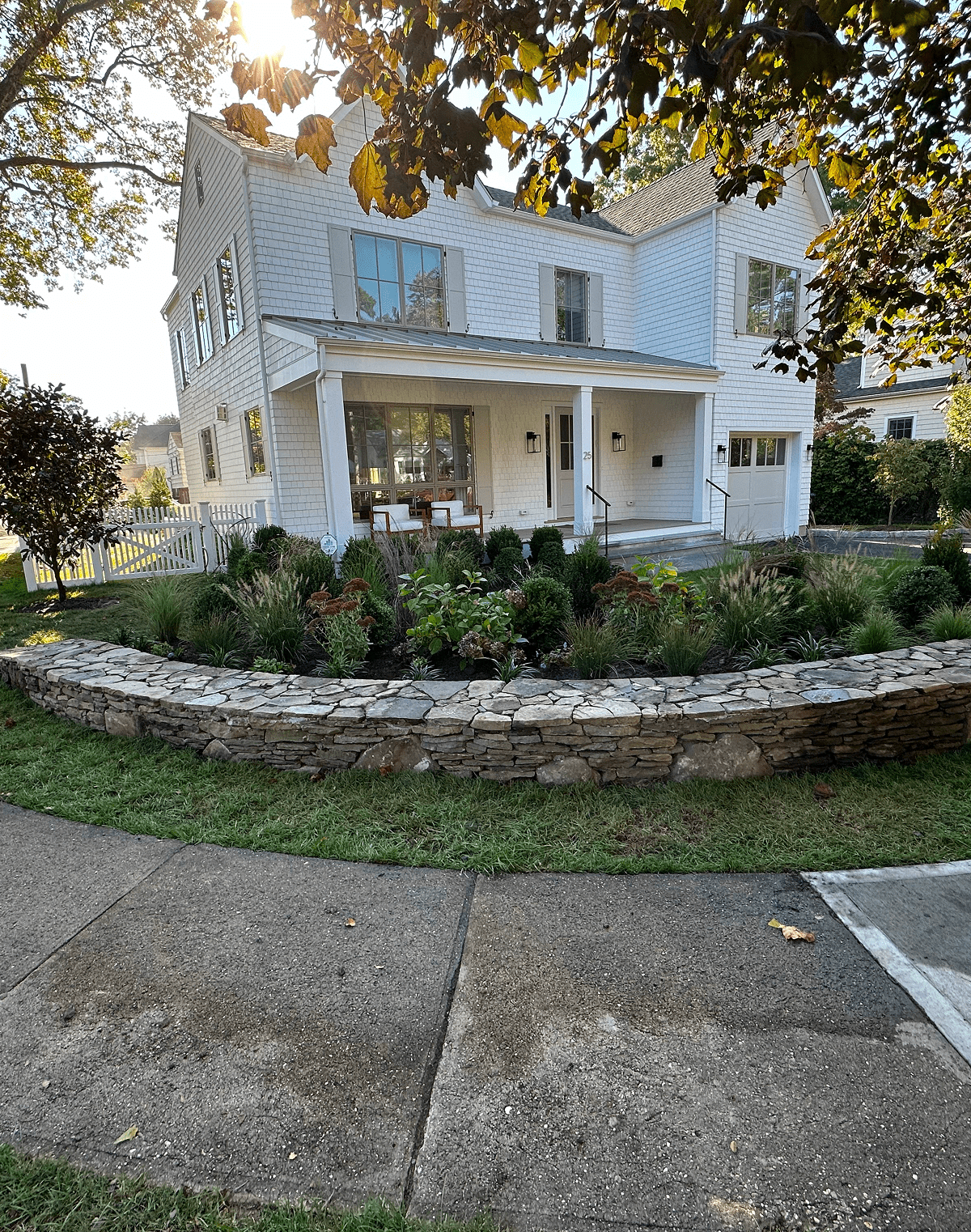 Sunlit house with landscaped garden