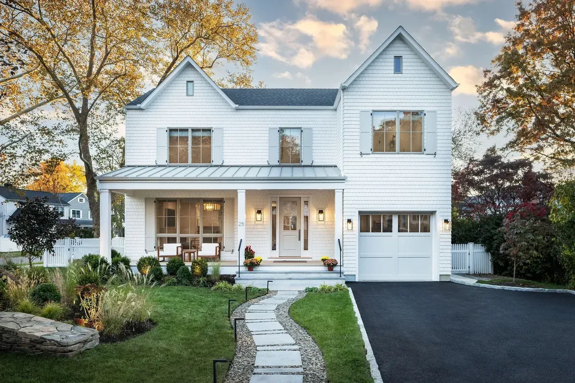 Modern suburban home with front porch