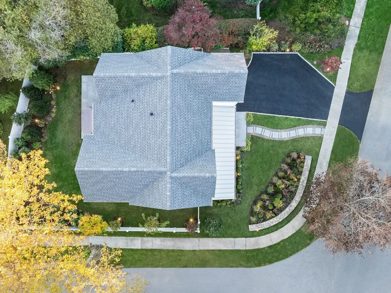 Aerial view of suburban house