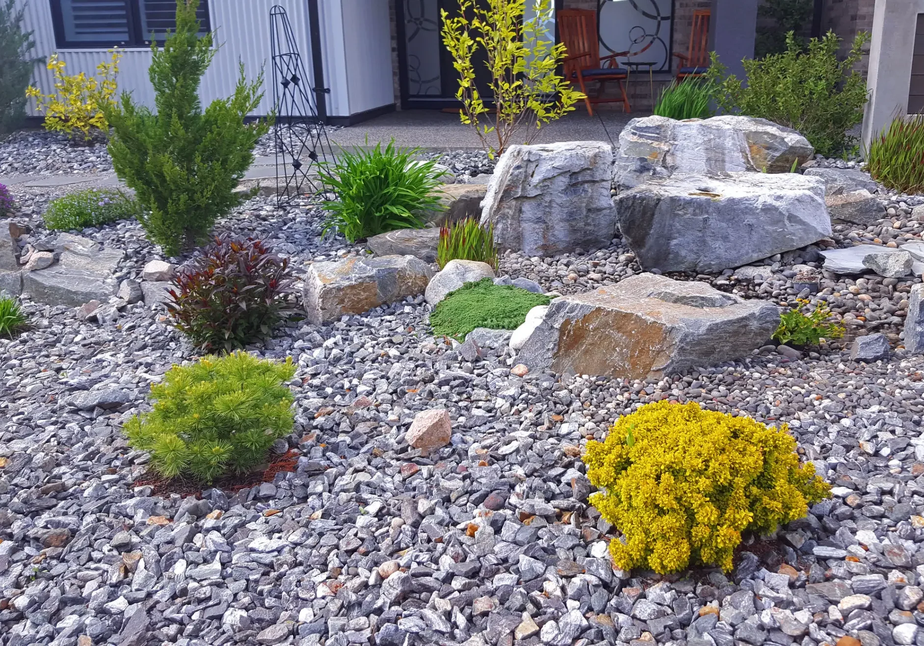 planting and stonework